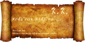 Kránik Klára névjegykártya